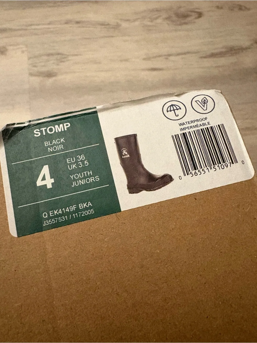 Black Kamik Stomp Rainboots Unisex 4 NIB